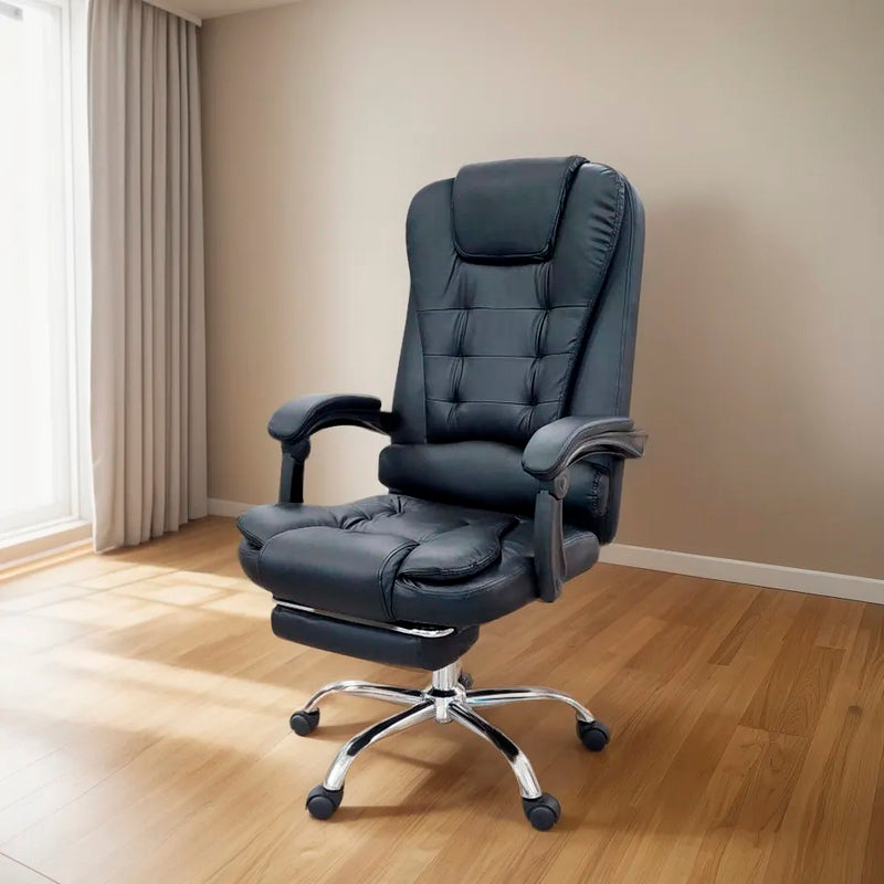Silla De Oficina Masajeador Presidencial Stephan - Desillas Color Negro.
