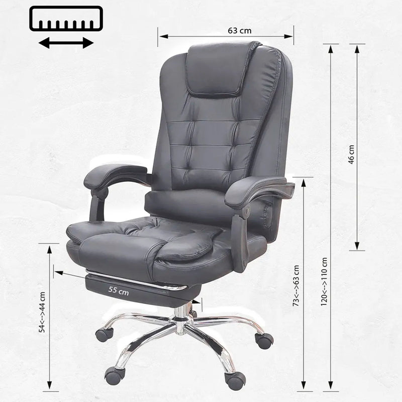 Silla De Oficina Masajeador Presidencial Stephan - Desillas Color Negro.