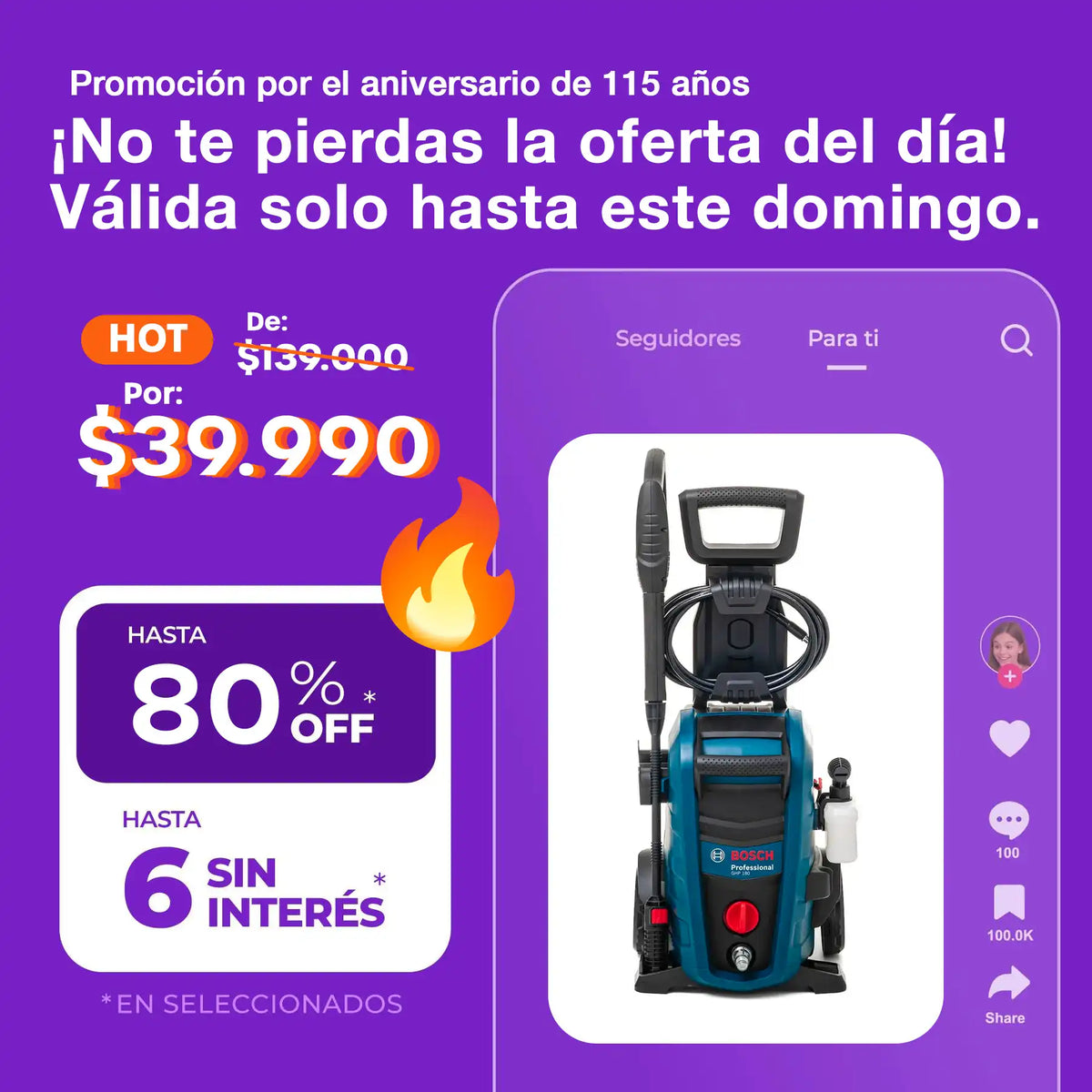 (Promoción de cumpleaños 🔥) Hidrolavadora Bosch Ghp 180 Con Manguera 5 Metros Color Azul marino Frecuencia 50 Hz