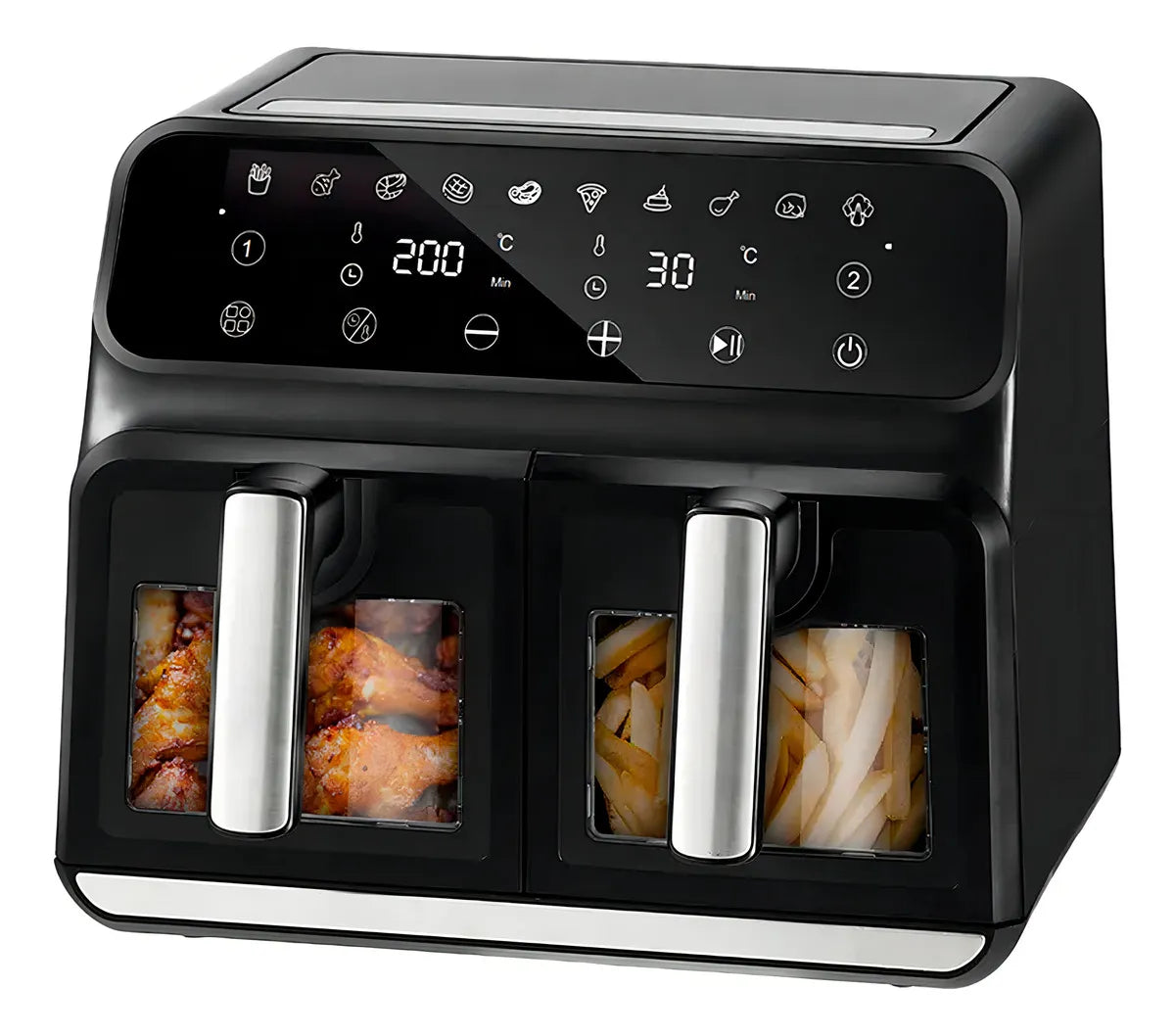 .Freidora de Aire Novohome Digital 8Lts Doble Canastos 4+4 1700W NH-AF DUAL 100W
