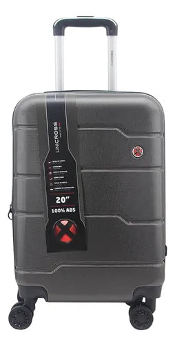 Valija Rigida Chica Carry On 20 De Cabina Unicross 4 Ruedas 360 Color Gris