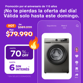 (Promoción de cumpleaños 🔥) Lavarropas Philco Predicta Inverter PHLF8014PI2 8 Kg 1400 RPM